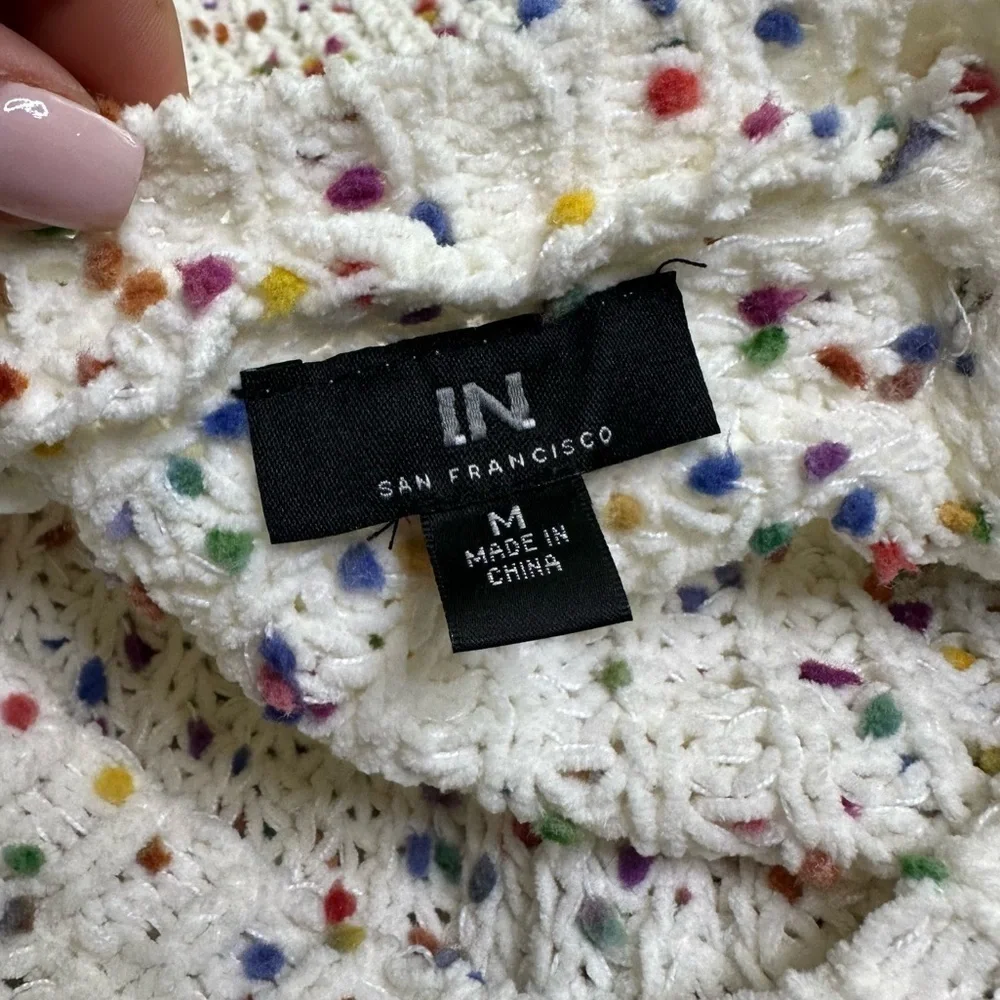 I.N. San Francisco White V-neck with Multicolor Specks size M